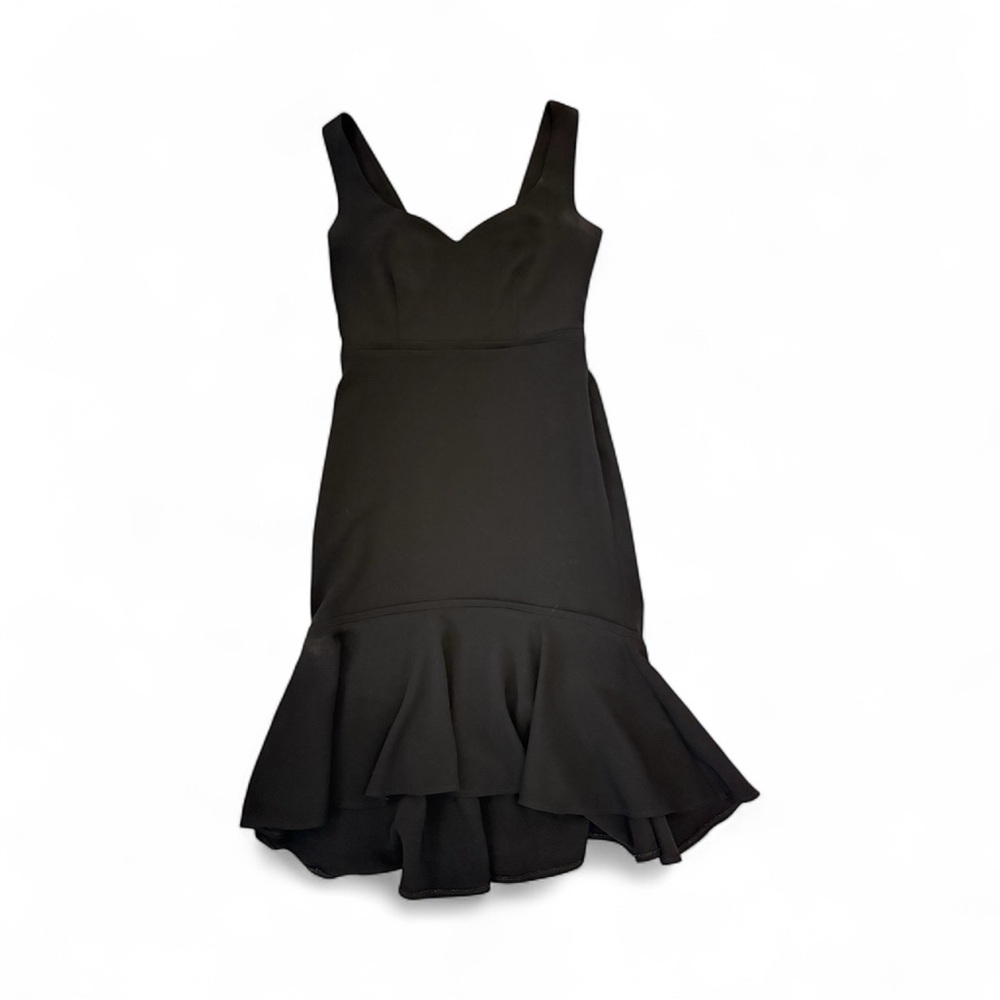 Denny Rose Elegant Black Sleeveless Ruffle Hem Midi Dress